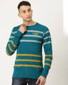 Shop Men's Green Striped T-shirt-Front