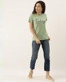 Shop Women's Green Typography T-shirt