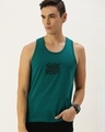 Shop Green Typography Tank Top-Front