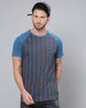 Shop Men's Grey Striped T-shirt-Front