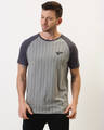 Shop Men's Grey Striped Slim Fit T-shirt-Front