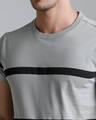 Shop Men's Grey Striped Slim Fit T-shirt-Full