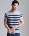 Shop Men's Grey Striped T-shirt-Front