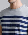 Shop Men's Grey Striped T-shirt-Full