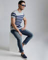 Shop Men's Grey Striped T-shirt