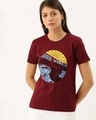 Shop Maroon Typography T Shirt-Front