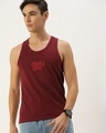 Shop Maroon Typography Tank Top-Front
