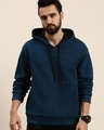 Shop Men's Blue Typographic Oversized Hoodie-Front