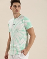 Shop Men's Green & White Tie & Dye Regular Fit T Shirt-Front