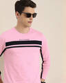 Shop Men's Pink Striped T-shirt-Front