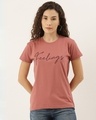 Shop Women's Pink Typography T-shirt-Front