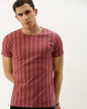 Shop Pink Vertical Stripes T Shirt-Front