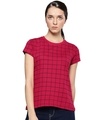 Shop Women's Red Checked T-shirt-Front