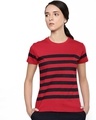 Shop Red Striped T Shirt-Front