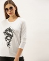 Shop White Graphic Print T Shirt-Front