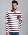 Shop Men's White Striped T-shirt-Front
