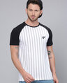 Shop White Vertical Stripes T Shirt-Front