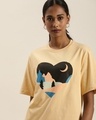 Shop Women's Beige Graphic Print Oversized T-shirt-Design