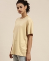 Shop Women's Beige Oversized Fit T Shirt-Front