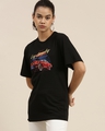 Shop Women's Black Graphic Oversized Fit T Shirt-Front