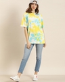 Shop Women's Blue & Yellow Tie And Dye Oversized Fit T Shirt-Full