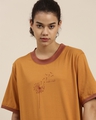 Shop Women's Brown Typographic Oversized Fit T Shirt-Design