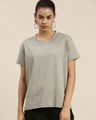Shop Women's Grey Boxy Oversized Fit T Shirt-Front