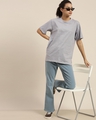 Shop Women's Grey Melange Oversized Fit T Shirt