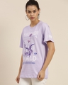 Shop Women's Lavender Typographic Oversized Fit T Shirt-Front