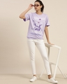 Shop Women's Lavender Typographic Oversized Fit T Shirt