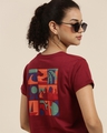 Shop Women's Maroon Graphic Boxy Crop Oversized Fit T Shirt-Design