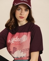 Shop Women's Maroon Graphic Oversized Fit T Shirt-Design