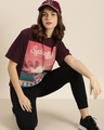 Shop Women's Maroon Graphic Oversized Fit T Shirt