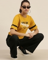 Shop Women's Mustard Typographic Oversized Fit T Shirt