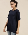 Shop Women's Navy Blue Oversized Fit T Shirt-Front
