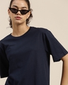 Shop Women's Navy Blue Oversized Fit T Shirt-Design