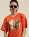 Shop Women's Orange Graphic Oversized Fit T Shirt-Design