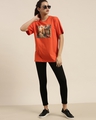 Shop Women's Orange Graphic Oversized Fit T Shirt