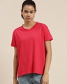 Shop Women's Pink Boxy Oversized Fit T Shirt-Front