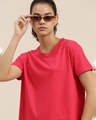 Shop Women's Pink Boxy Oversized Fit T Shirt-Design