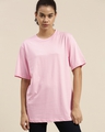 Shop Women's Pink Oversized Fit T Shirt-Front