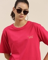 Shop Women's Pink Typographic Oversized Fit T Shirt-Design