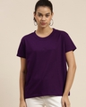Shop Women's Purple Boxy Oversized Fit T Shirt-Front