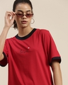 Shop Women's Red Typographic Oversized Fit T Shirt-Design