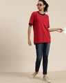 Shop Women's Red Typographic Oversized Fit T Shirt