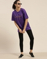 Shop Women's Violet Typographic Oversized Fit T Shirt