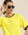 Shop Women's Yellow Typographic Oversized Fit T Shirt-Design