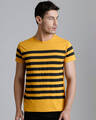 Shop Men's Yellow Striped T-shirt-Front