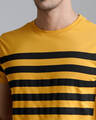 Shop Men's Yellow Striped T-shirt-Full