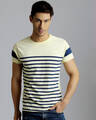 Shop Men's Yellow Striped Slim Fit T-shirt-Front